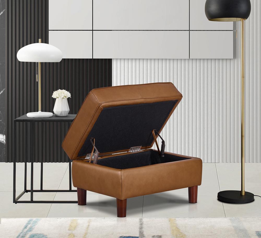 Hydeline - Bella Ottoman in Cognac - 69932-00V03-LS2523 veiw 2