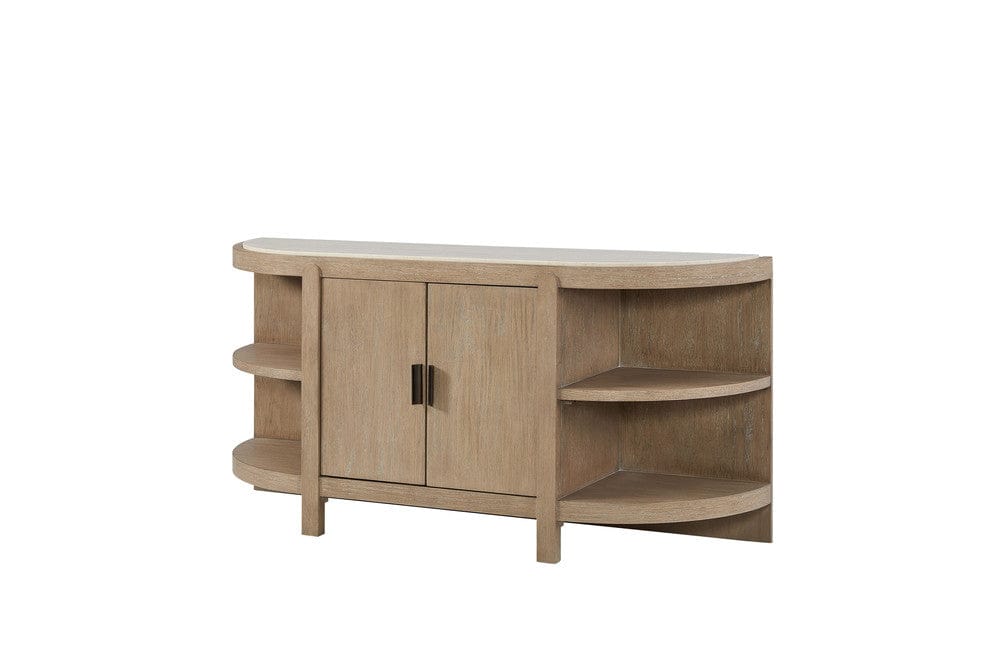 I Home Furnishings - Elements Curved 2-Door Console Table w/ Marble Top - Toffee - 3262-014 view 1