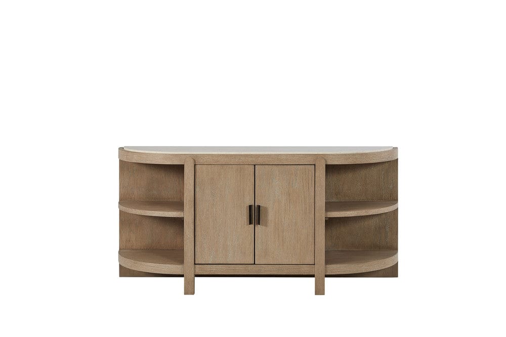 I Home Furnishings - Elements Curved 2-Door Console Table w/ Marble Top - Toffee - 3262-014 view 2
