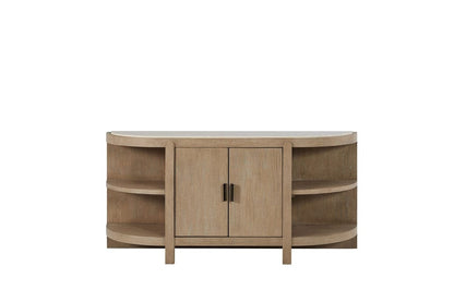I Home Furnishings - Elements Curved 2-Door Console Table w/ Marble Top - Toffee - 3262-014 view 2