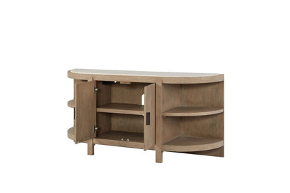 I Home Furnishings - Elements Curved 2-Door Console Table w/ Marble Top - Toffee - 3262-014 view 3
