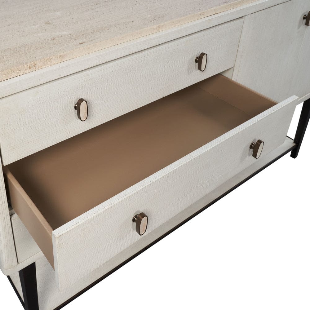 I Home Furnishings - Elements  Vanilla Server W/ Metal Base - 3062-525 view 6