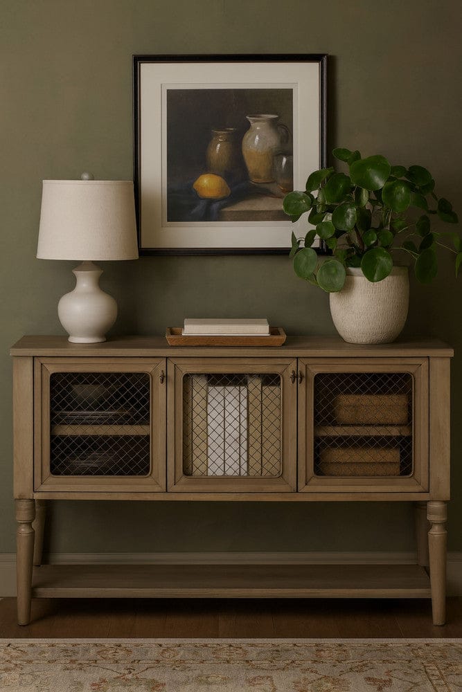 I Home Furnishings - Magnolia Sever w/ Mesh Door Fronts - Cashew - 3400-525-C view 5