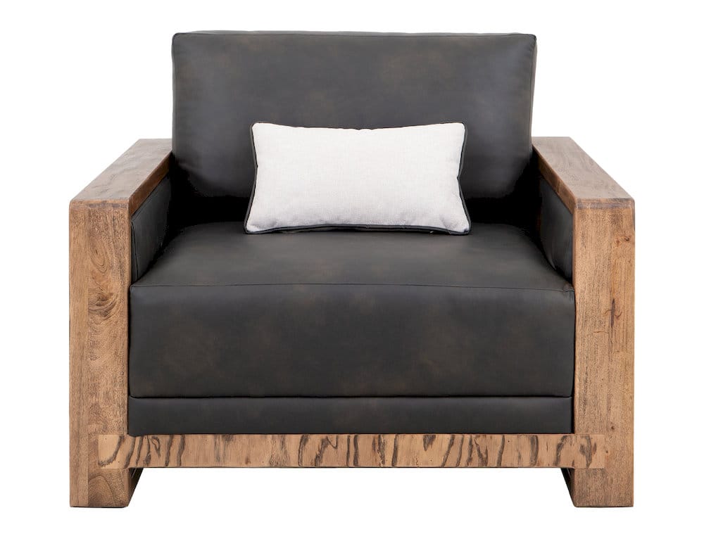 IFD  - Ancora  - Wooden Frame & Base, Armchair  - Brown Faux Leather  - IUP325-ACH-216 view 1
