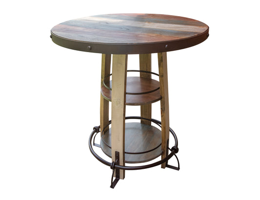 IFD - Antique Bistro Table Barrel Shaped with Shelves - IFD968BISTRO view 1