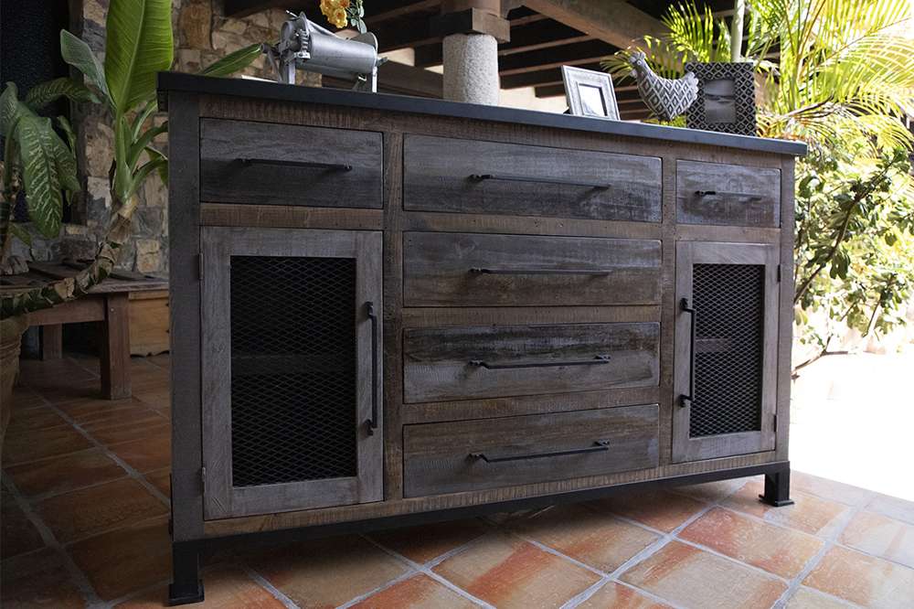 IFD - Antique Gray 6 Drawers & 2 Doors, Buffet - IFD9771BFF veiw 2