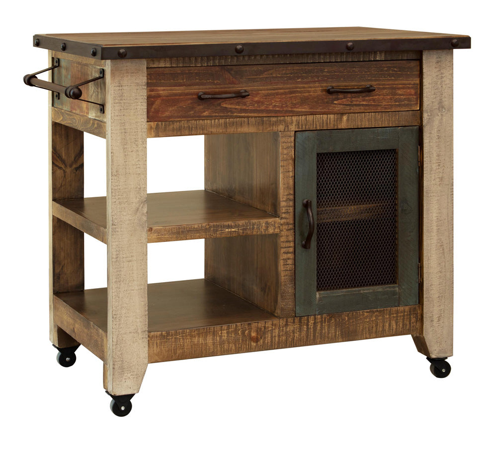 IFD - Antique Multicolor 1 Drawer, 1 Mesh Door Kitchen Island - Antique Multicolor Finish - IFD9671KSL view 1