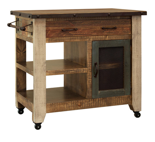 IFD - Antique Multicolor 1 Drawer, 1 Mesh Door Kitchen Island - Antique Multicolor Finish - IFD9671KSL view 1
