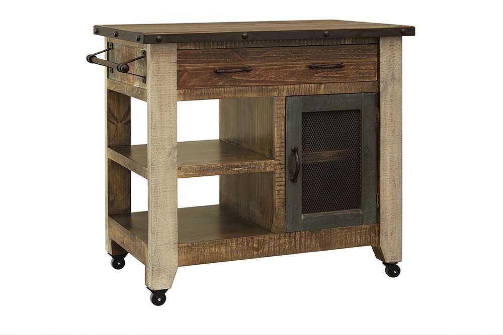 IFD - Antique Multicolor 1 Drawer, 1 Mesh Door Kitchen Island - Antique Multicolor Finish - IFD9671KSL veiw 1