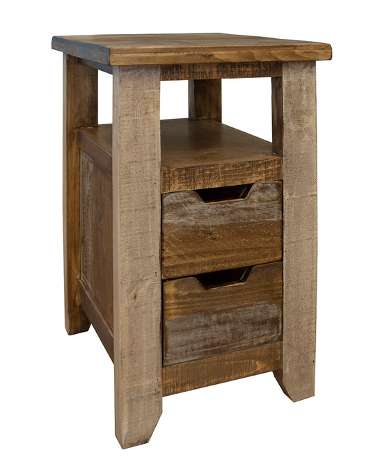 IFD - Antique Multicolor 2 Drawers Chair side Table - IFD9661CST view 1