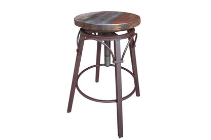 IFD - Antique Multicolor 24-30in Adjustable Swivel Stool, Wooden Seat, Straight Leg - IFD968BS2430 veiw 1