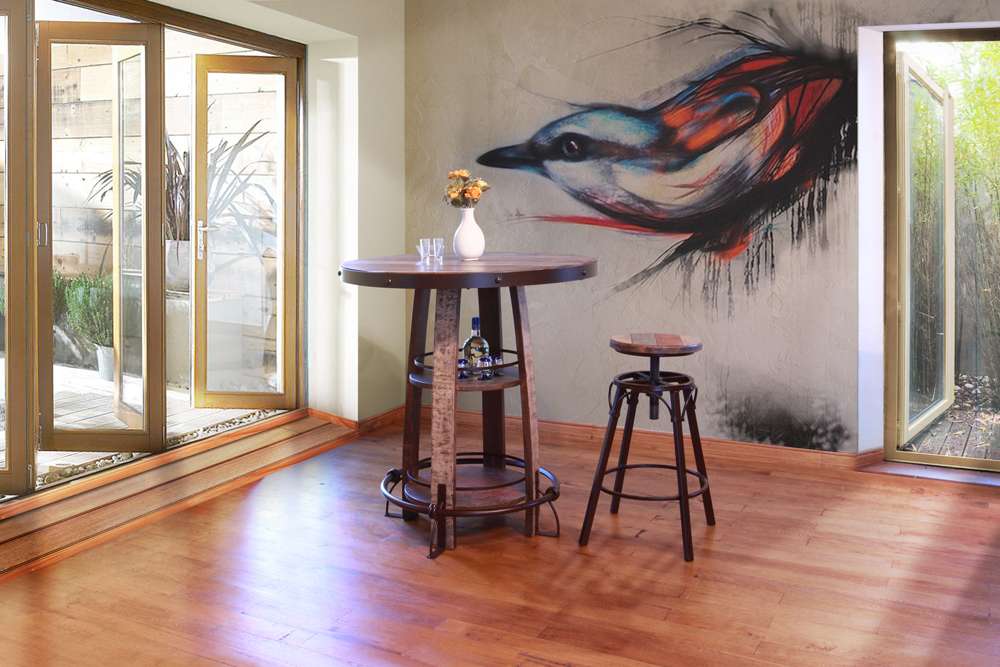 IFD - Antique Multicolor 24-30in Adjustable Swivel Stool, Wooden Seat, Straight Leg - IFD968BS2430 veiw 3