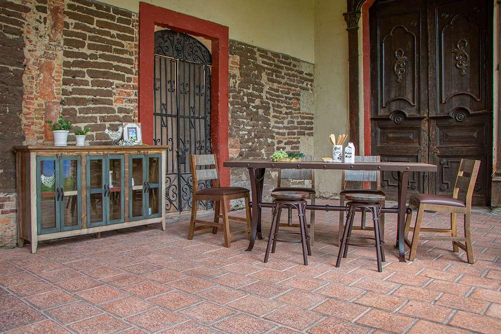 IFD - Antique Multicolor 24-30in Adjustable Swivel Stool, Wooden Seat, Straight Leg - IFD968BS2430 veiw 4