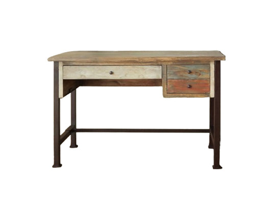 IFD - Antique Multicolor 3 Drawers Desk - IFD968DESK view 1