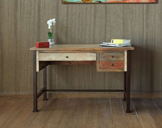 IFD - Antique Multicolor 3 Drawers Desk - IFD968DESK veiw 1