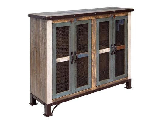 IFD - Antique Multicolor 48in Console w/4 Iron Mesh Door Panels & Middle Shelf - IFD969CONS-4MC view 1