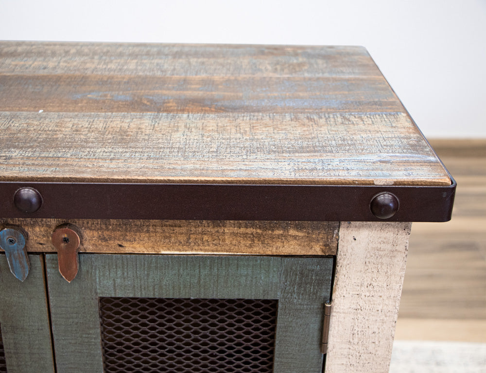 IFD - Antique Multicolor 48in Console w/4 Iron Mesh Door Panels & Middle Shelf - IFD969CONS-4MC view 6