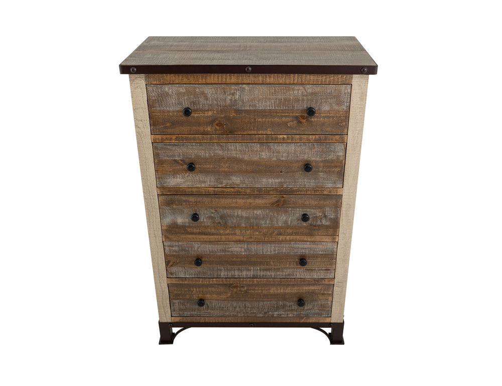 IFD - Antique Multicolor 5 Drawer Chest - IFD966CHEST view 3