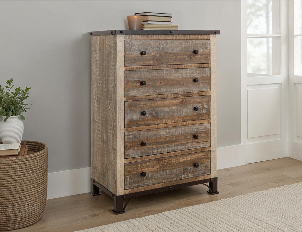 IFD - Antique Multicolor 5 Drawer Chest - IFD966CHEST view 4
