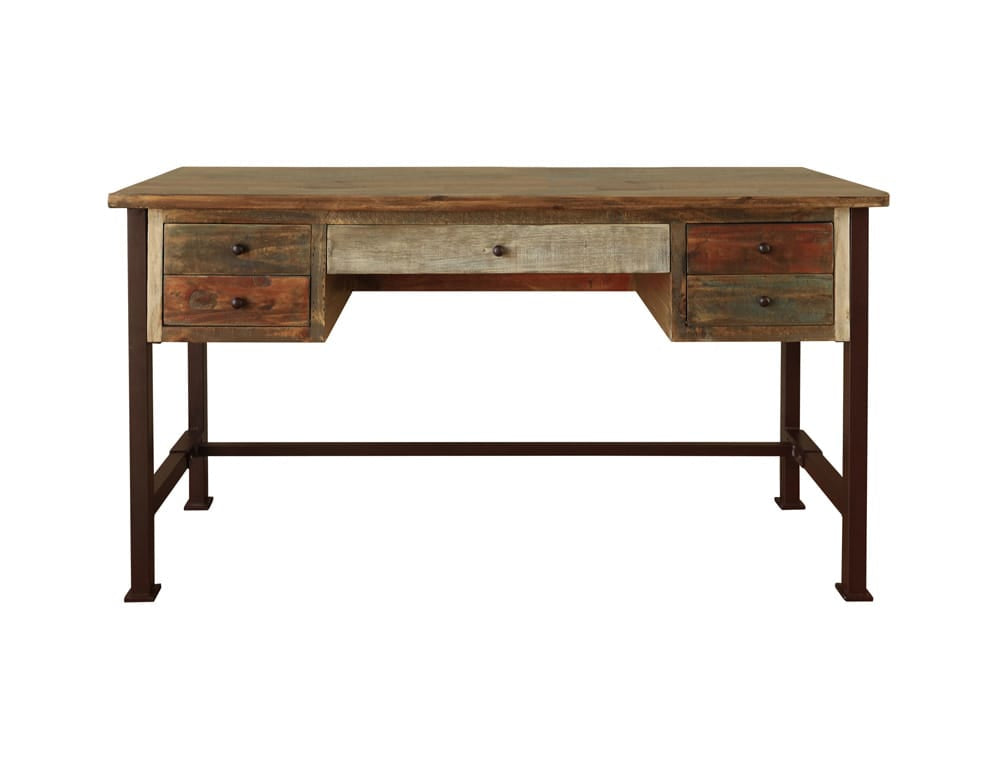 IFD - Antique Multicolor 5 Drawers Desk - IFD967DESK view 1