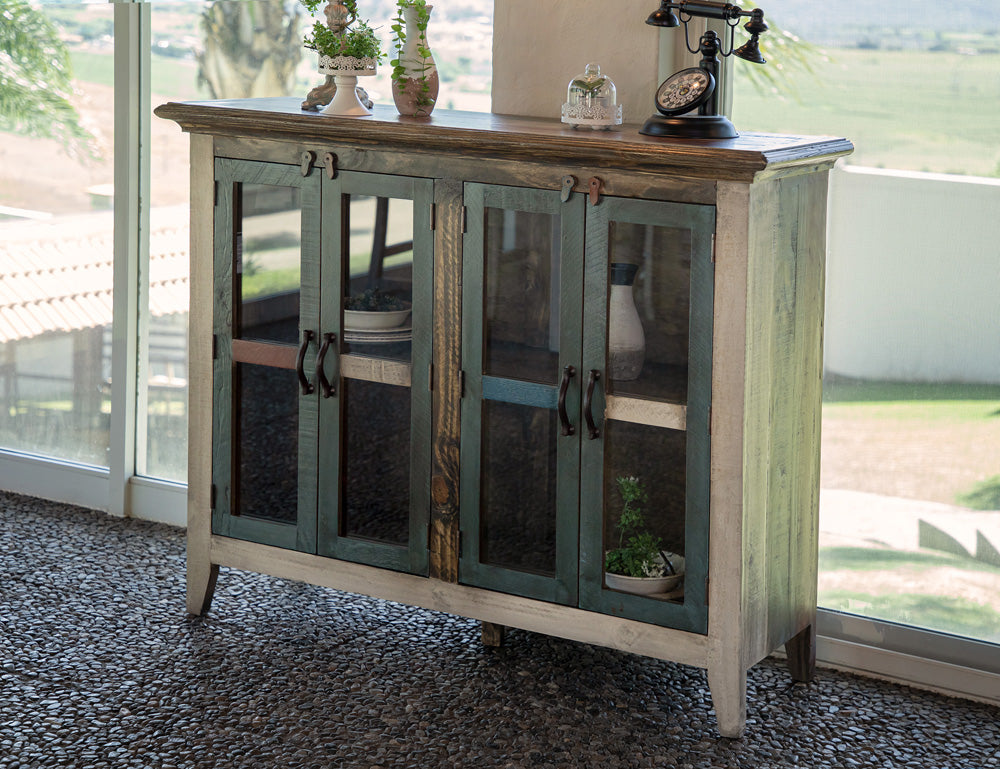 IFD - Antique Multicolor 50in Console w/4 Glass Doors, Multi-Color Finish - IFD967CONS-MC view 4