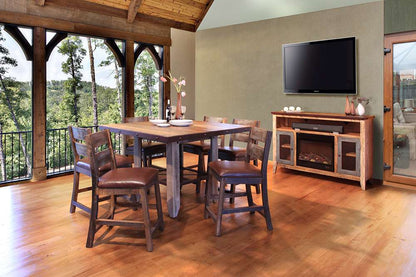 IFD - Antique Multicolor 52inCounter Height,Solid Wood w/iron Mesh Shelf - IFD967COUNT-MC veiw 2