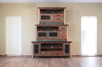 IFD - Antique Multicolor 52inTV Stand w/2 drawers & 1 Iron Mesh Door - IFD966STAND veiw 2