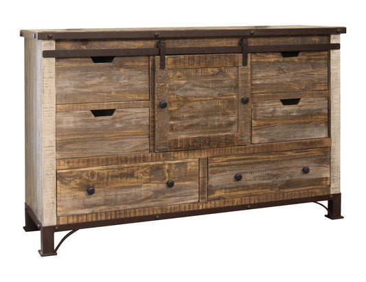 IFD - Antique Multicolor 6 Drawer, 1 Sliding Door, Dresser - IFD969DSR view 1