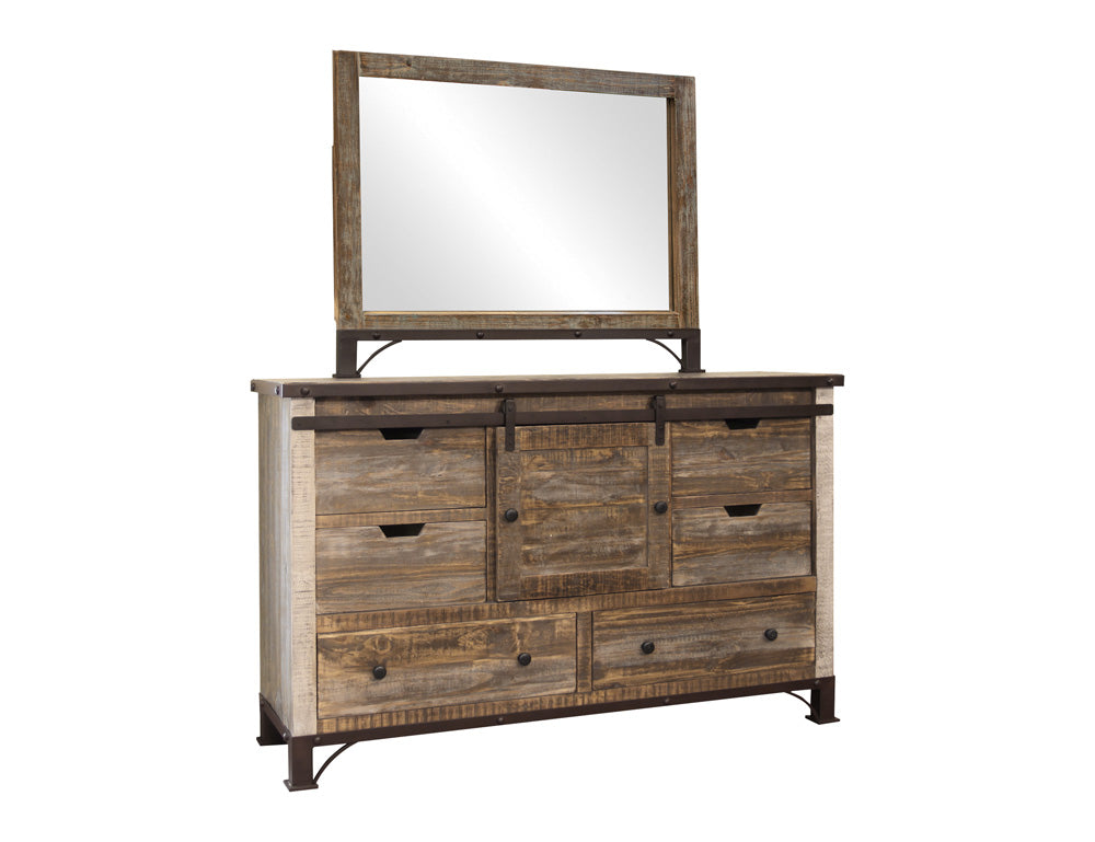 IFD - Antique Multicolor 6 Drawer, 1 Sliding Door, Dresser - IFD969DSR view 2