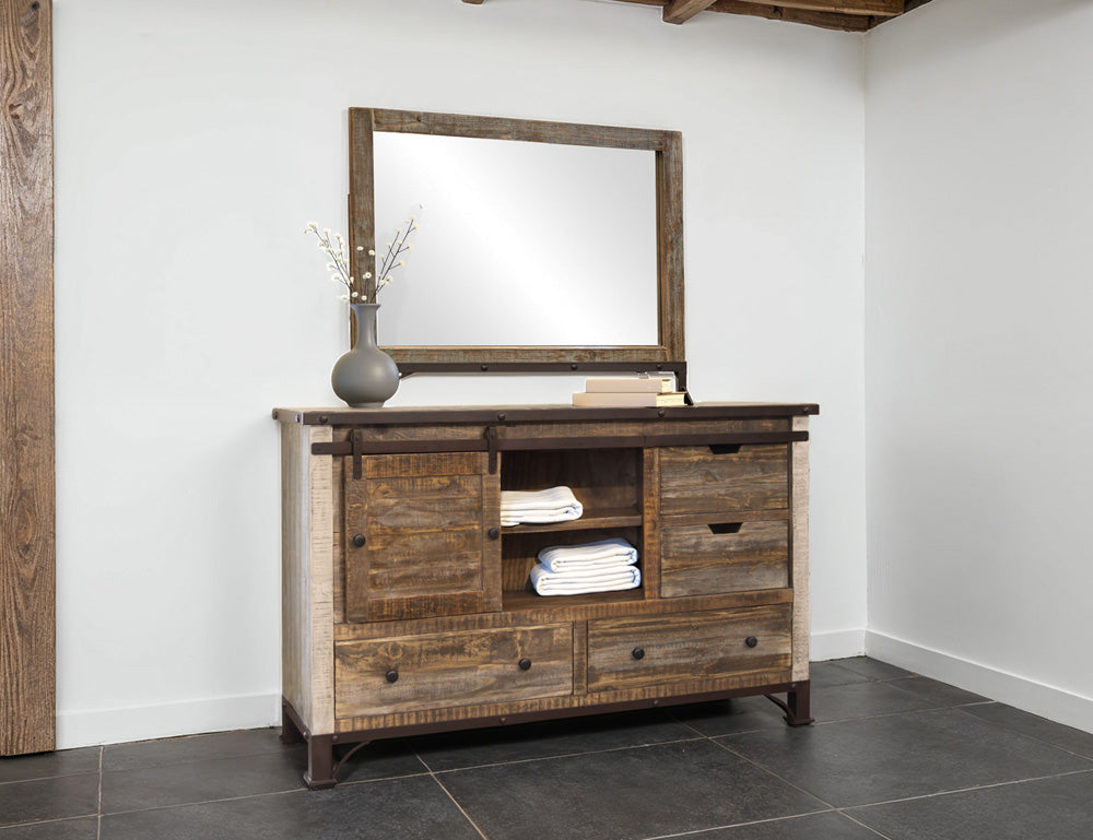 IFD - Antique Multicolor 6 Drawer, 1 Sliding Door, Dresser - IFD969DSR view 4