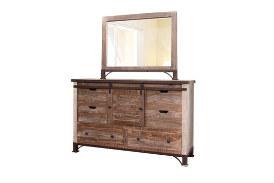 IFD - Antique Multicolor 6 Drawer, 1 Sliding Door, Dresser - IFD969DSR veiw 2