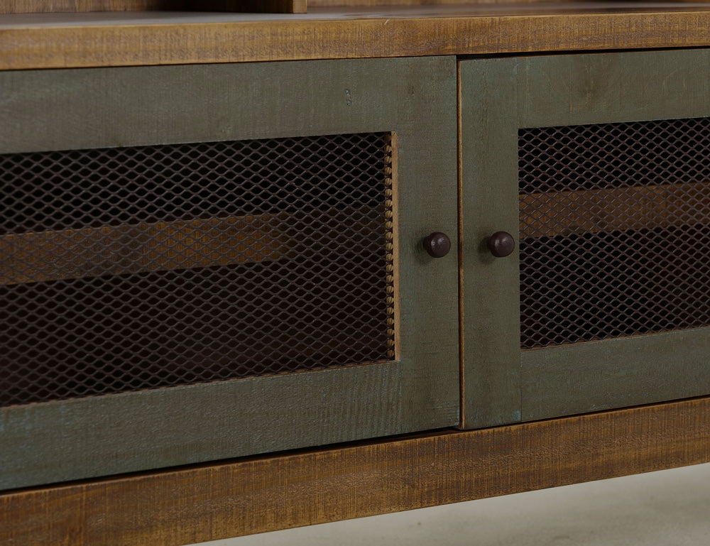 IFD - Antique Multicolor 62inTV Stand w/3 drawers & 2 Iron Mesh Doors - IFD967STAND view 6
