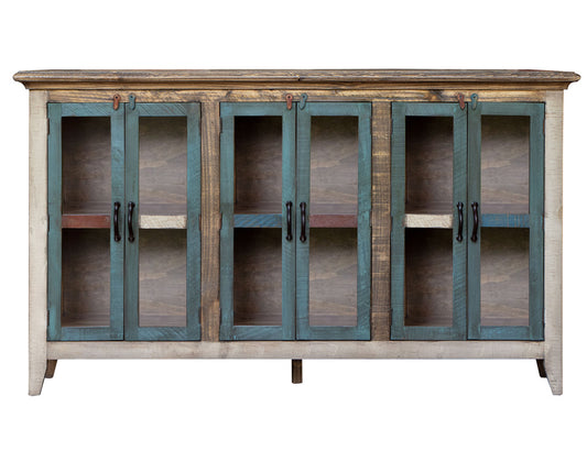 IFD - Antique Multicolor 73in Console w/6 Glass Doors - IFD966CONS-MC view 1