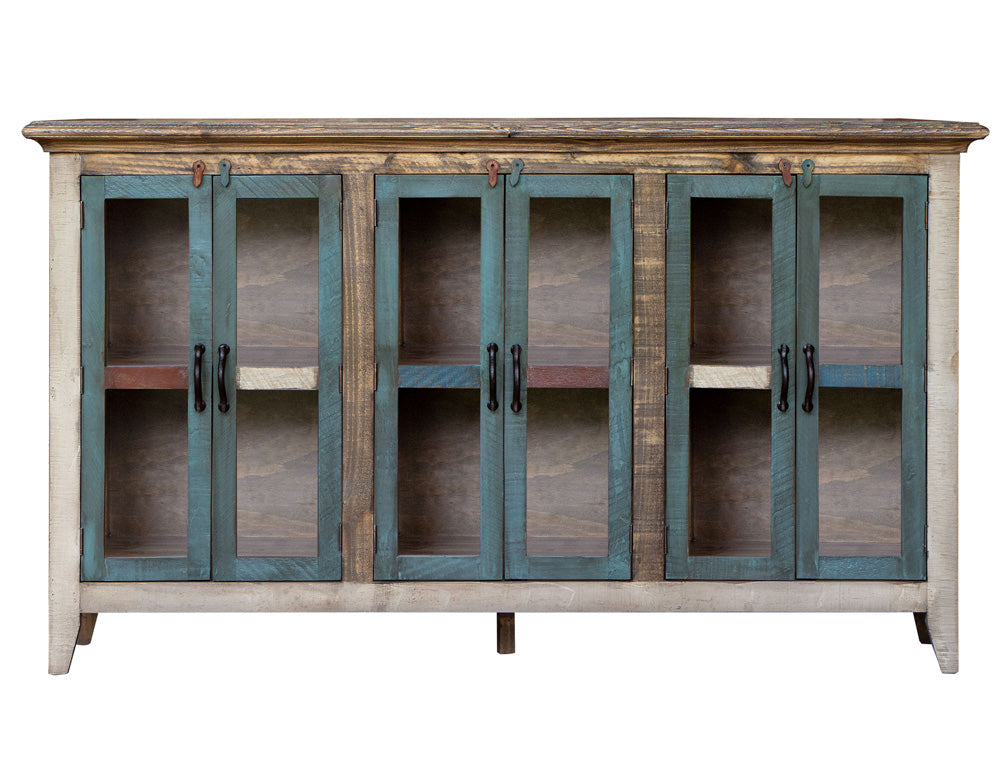 IFD - Antique Multicolor 73in Console w/6 Glass Doors - IFD966CONS-MC view 2