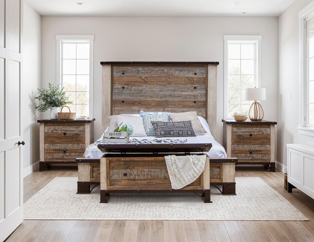 IFD - Antique Multicolor Bedroom Storage Trunk - IFD966TRNK view 3