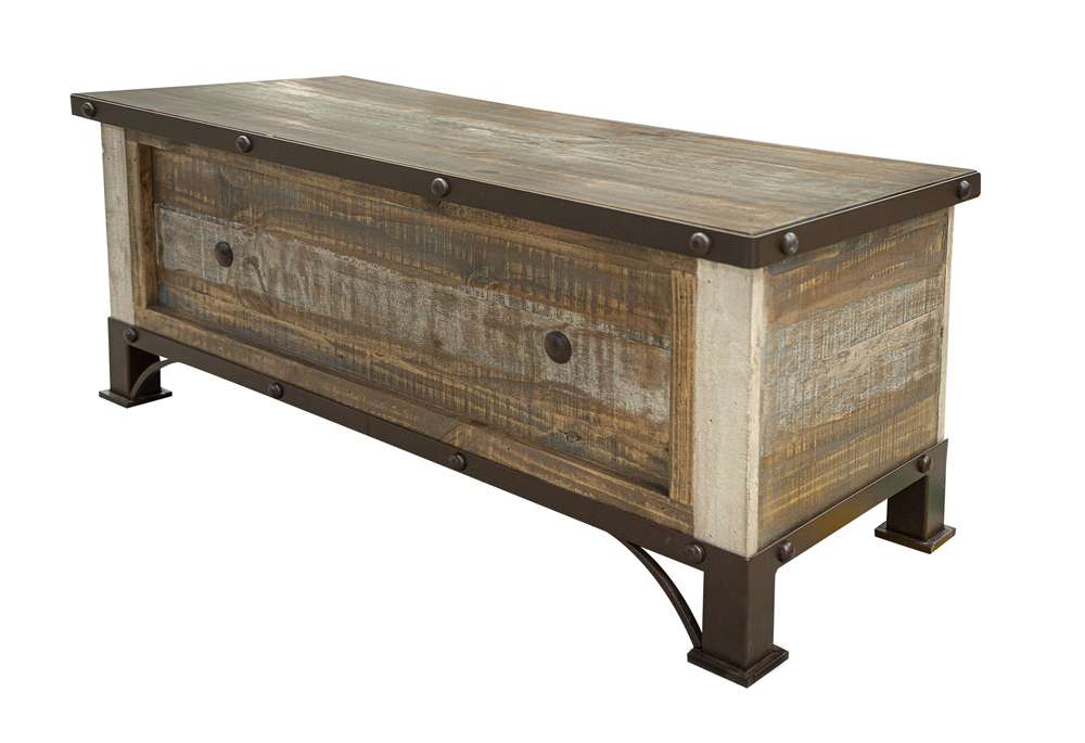 IFD - Antique Multicolor Bedroom Storage Trunk - IFD966TRNK veiw 1