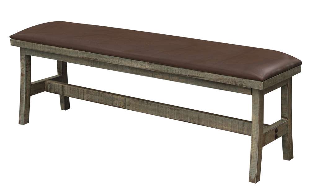 IFD - Antique Multicolor Bench with Faux Leather Seat - IFD9671BEN veiw 1