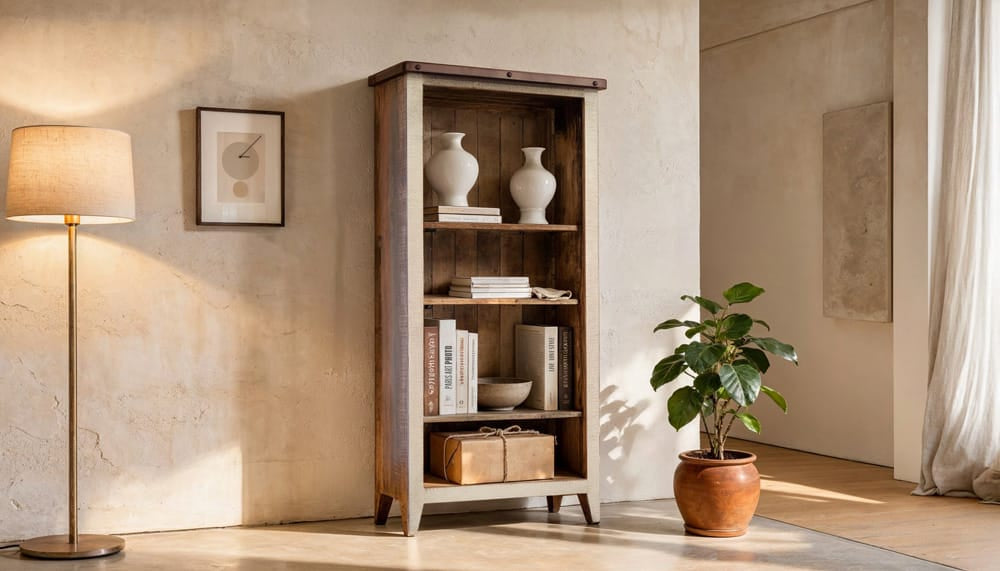 IFD - Antique Multicolor Bookcase, 12 Different Positions Available for Shelves (1 Middle Fixed Shelf + 2) - IFD966BKCS-70 view 3