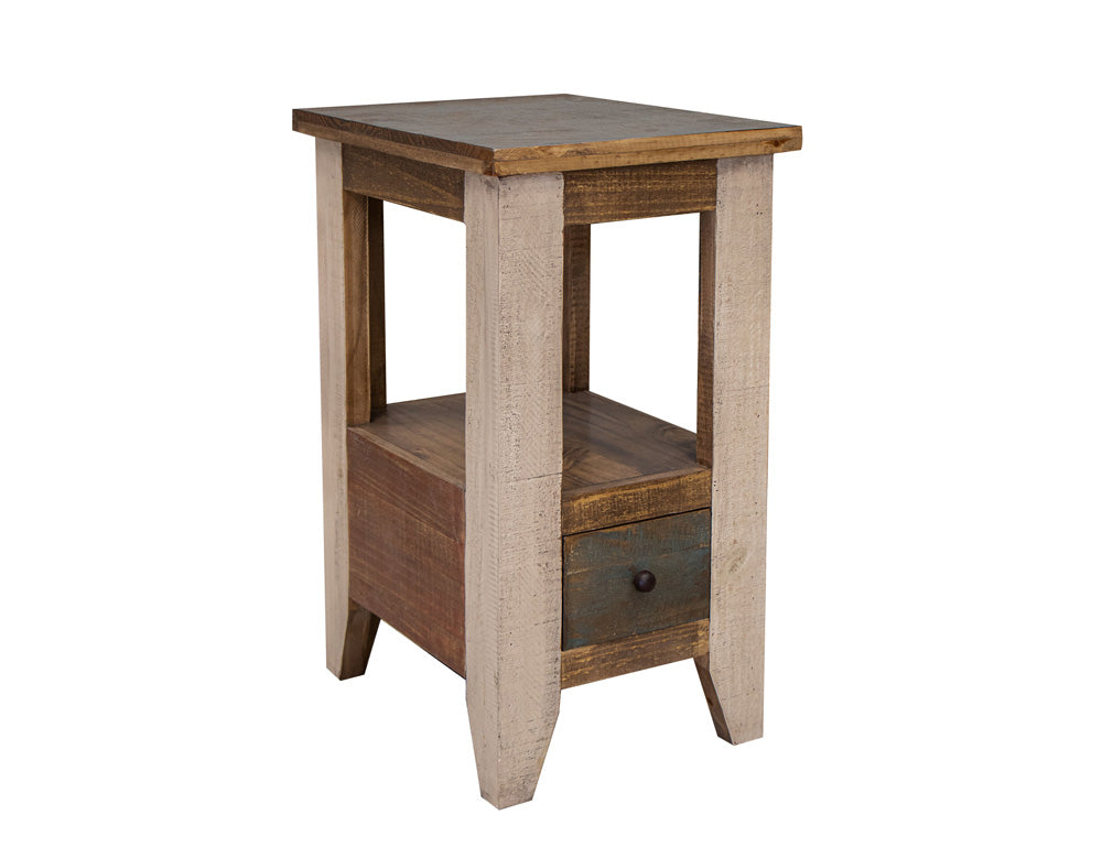 IFD - Antique Multicolor Chair Side Table w/1 Drawer - IFD965CST view 2