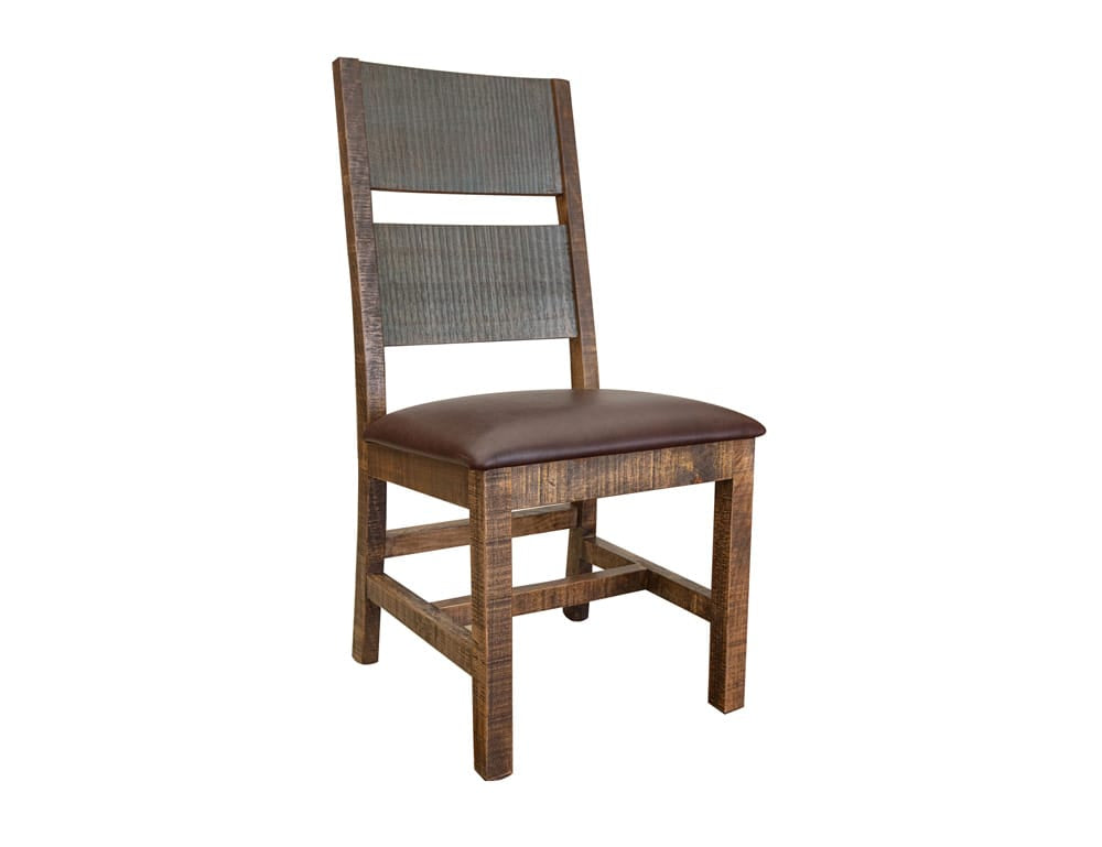 IFD - Antique Multicolor Chair w/ Solid Wood - Faux Leather Seat -Multicolor Finish (Set of 2) - IFD9671CHR view 1