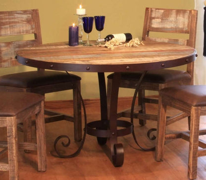 IFD - Antique Multicolor Chair w/ Solid Wood - Faux Leather Seat -Multicolor Finish (Set of 2) - IFD9671CHR veiw 3