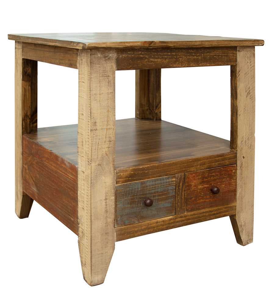 IFD - Antique Multicolor End Table w/2 Drawers - IFD965END view 1