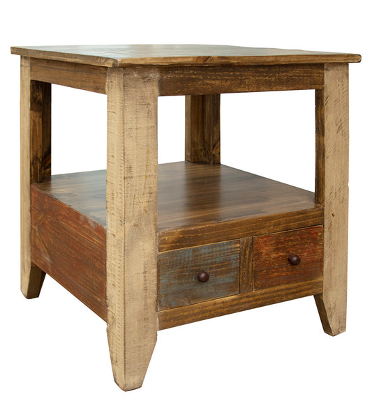 IFD - Antique Multicolor End Table w/2 Drawers - IFD965END view 1