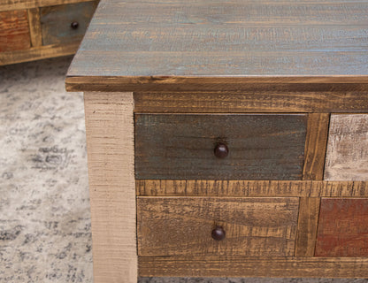 IFD - Antique Multicolor End Table w/2 Drawers - IFD965END view 3