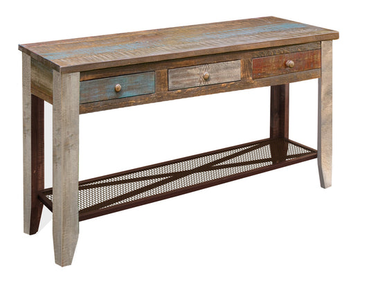 IFD - Antique Multicolor Sofa Table w/3 Drawers - IFD968SOFA view 1