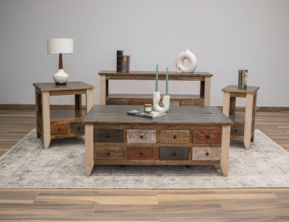 IFD - Antique Multicolor Sofa Table w/8 Drawers - IFD965SOFA view 2