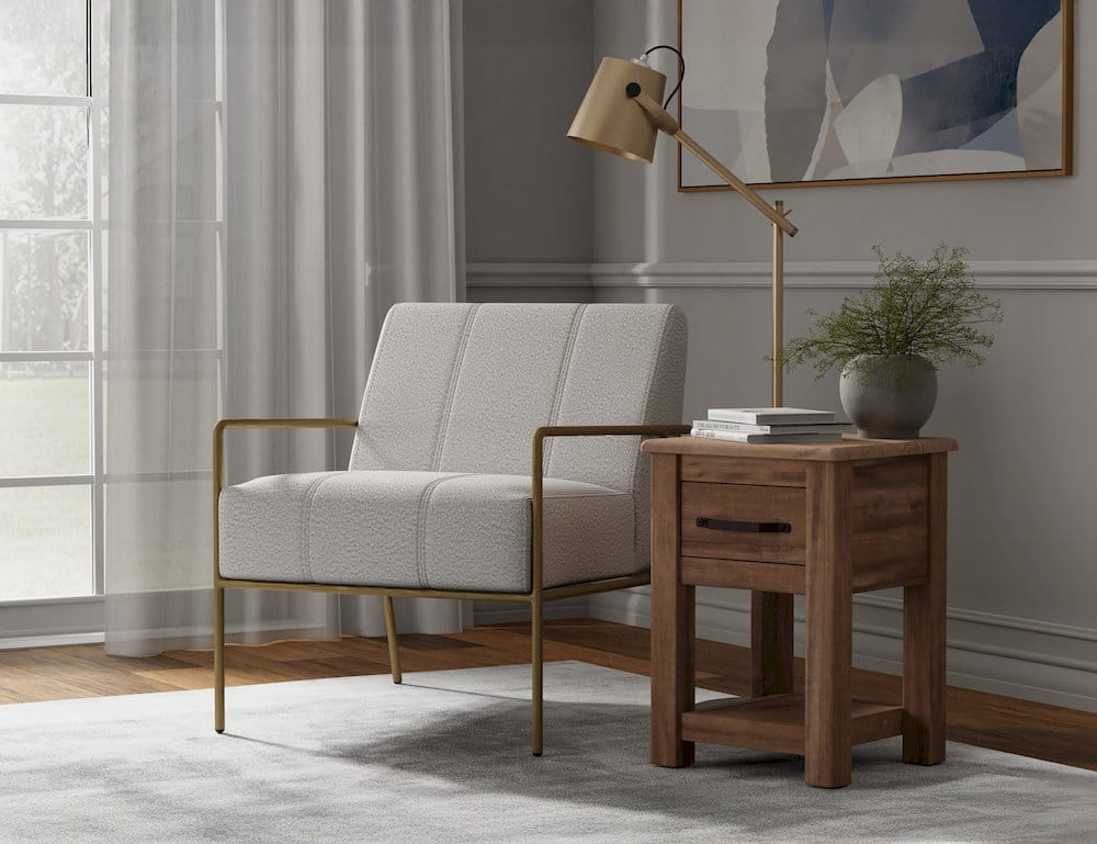 IFD  - Aragon  - Wooden Frame & Metal Base, Armchair  - Beige/Gold  - IUP611-ACH-101 view 5