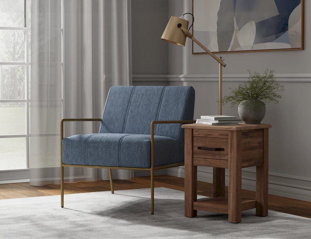 IFD  - Aragon  - Wooden Frame & Metal Base, Armchair  - Blue/Gold  - IUP611-ACH-190 view 5