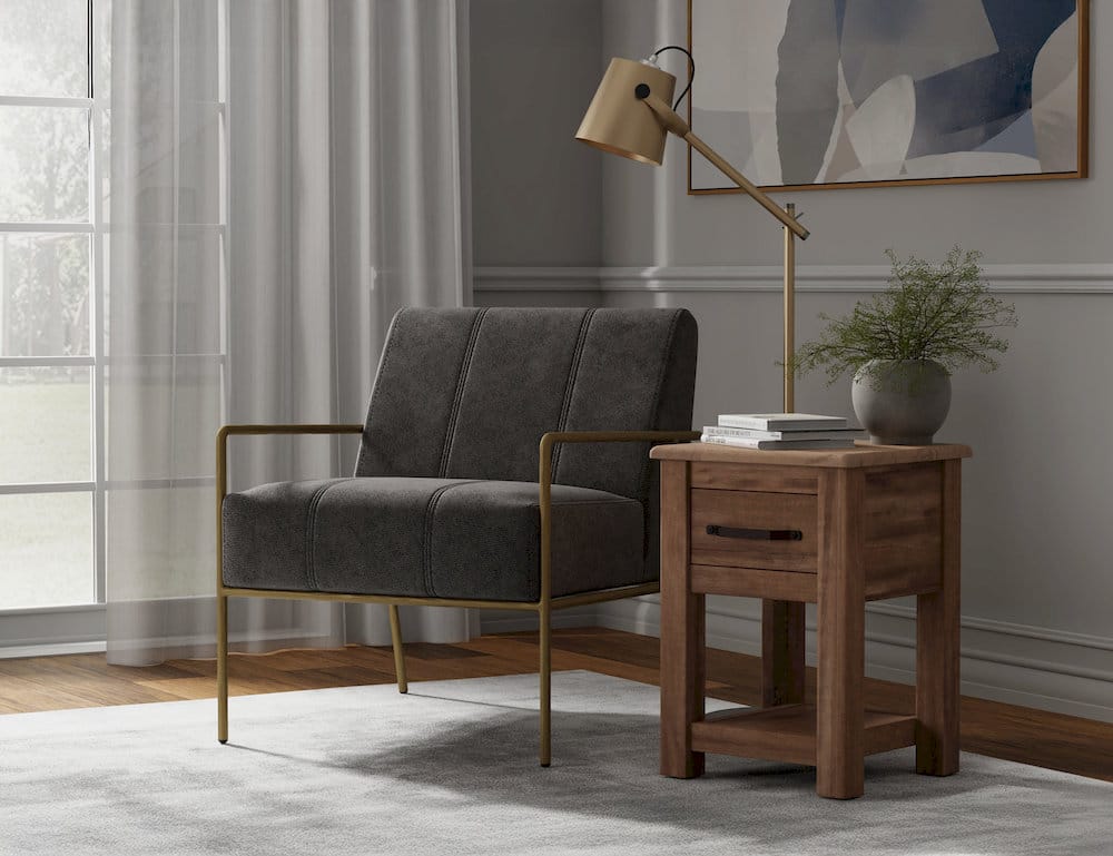 IFD  - Aragon  - Wooden Frame & Metal Base, Armchair  - Gray/Gold  - IUP611-ACH-121 view 5
