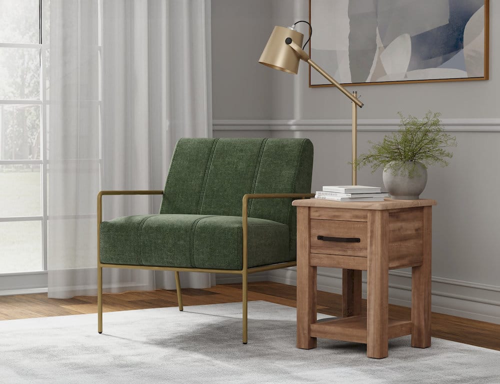 IFD  - Aragon  - Wooden Frame & Metal Base, Armchair  - Green/Gold  - IUP611-ACH-111 view 5